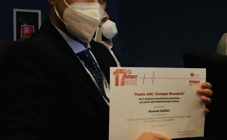  Assegnato al Dott. Vincenzo Schillaci, elettrofisiologo della Clinica Montevergine, il “Premio Aiac: Giuseppe Maccabelli”