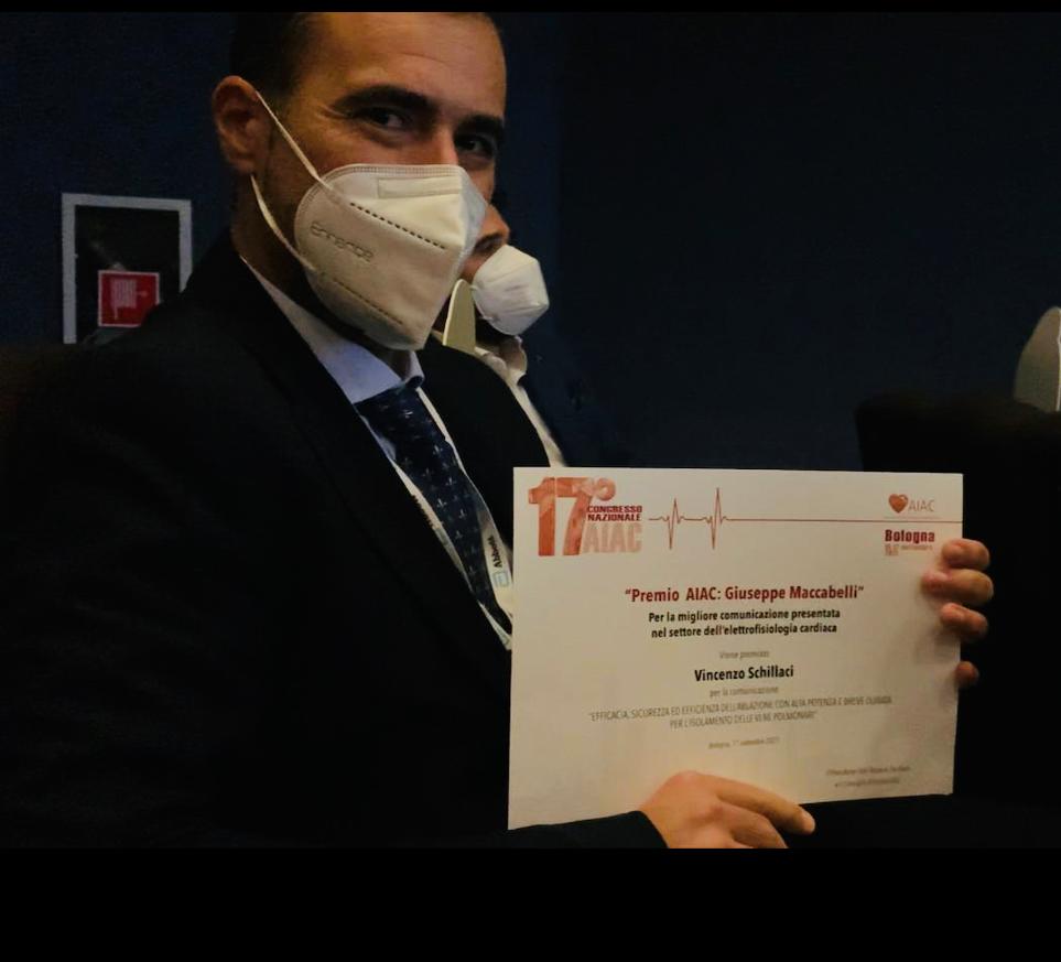  Assegnato al Dott. Vincenzo Schillaci, elettrofisiologo della Clinica Montevergine, il “Premio Aiac: Giuseppe Maccabelli”