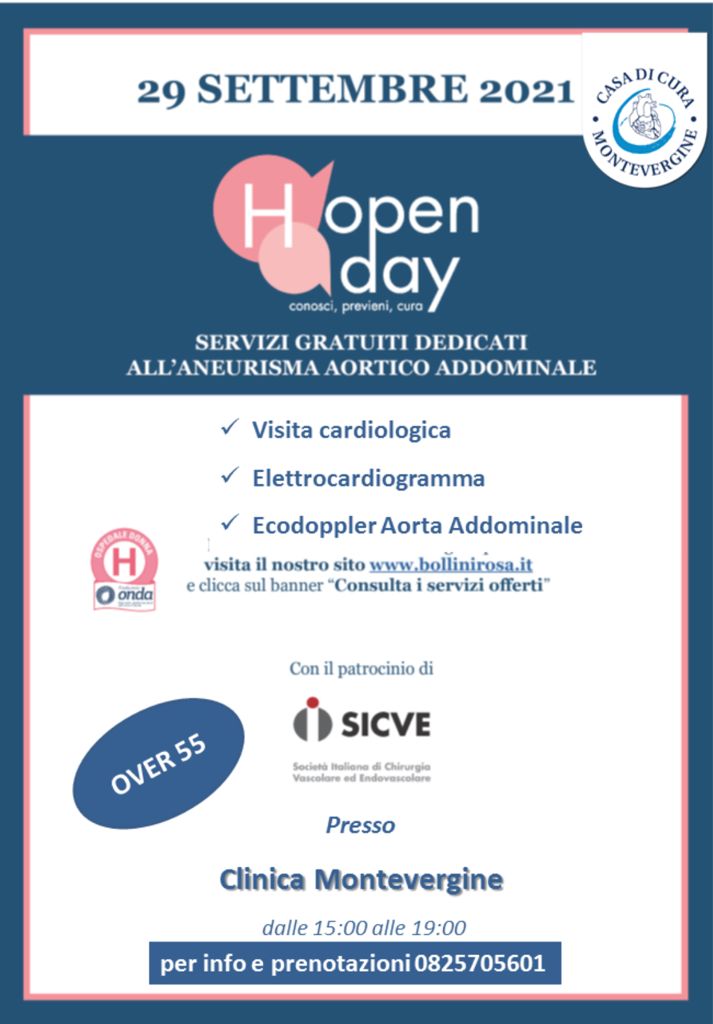  Open day: aneurisma aortico addominale – 29 settembre 2021