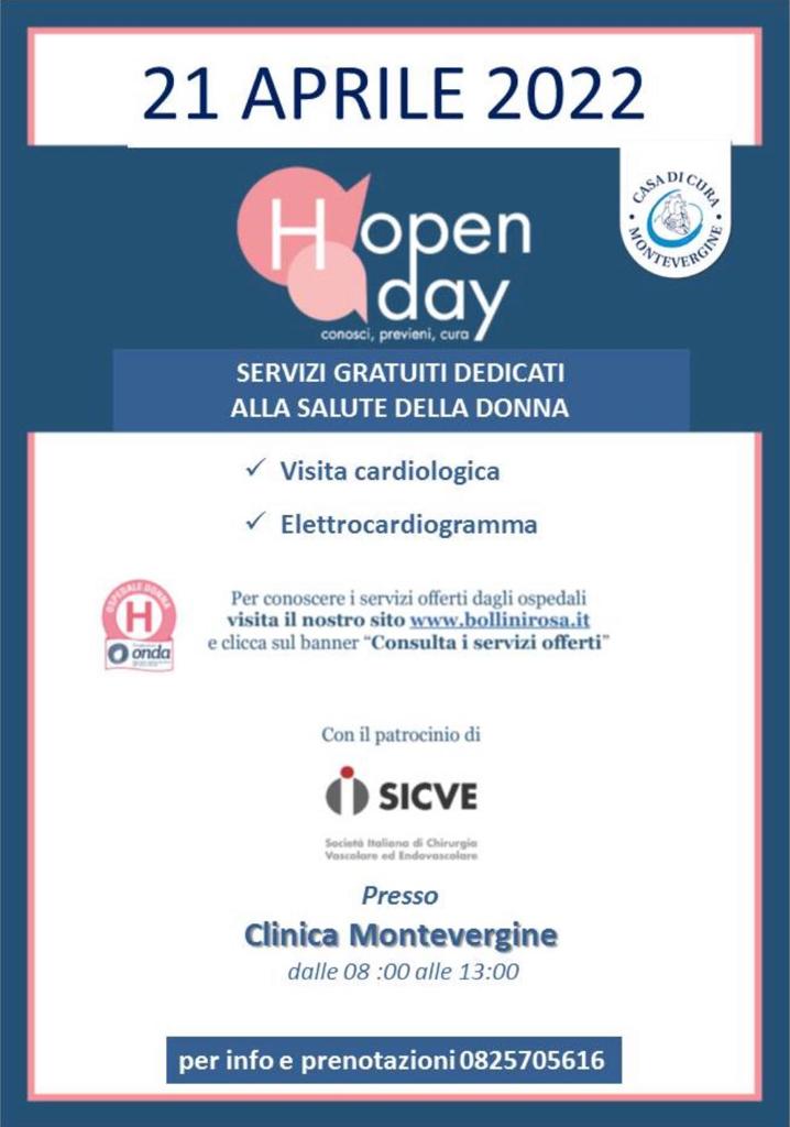  Open day – servizi gratuiti dedicati alla salute della Donna – 21 aprile 2022